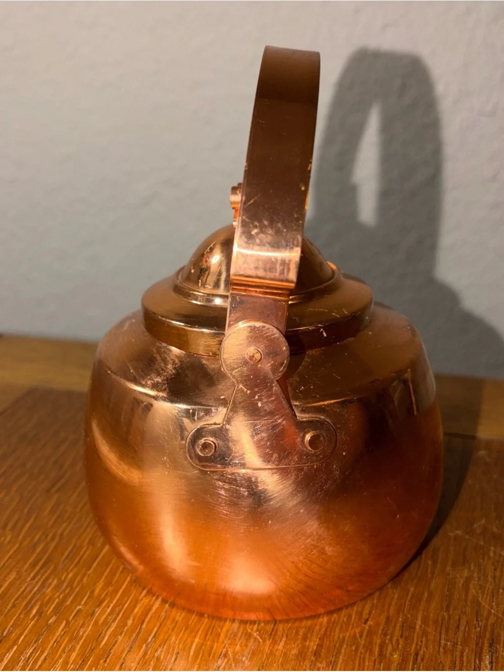 Vintage Solid Copper Tea Kettle Tin Lined 5” Miniature Rustic Farmhouse Decor